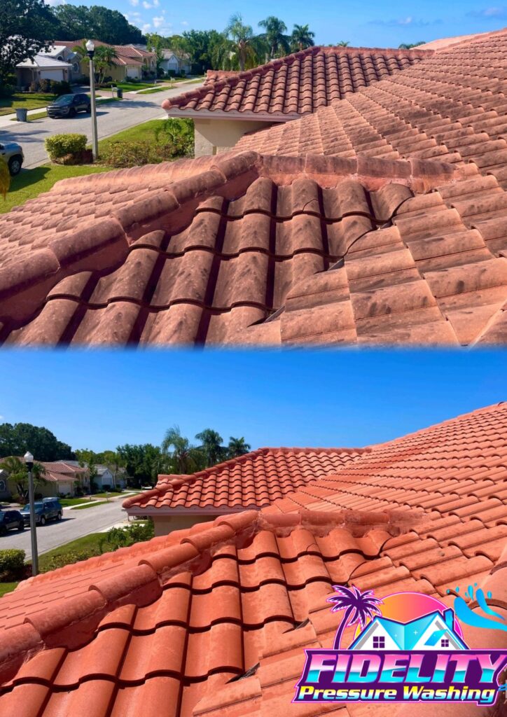 Soft Wash Sarasota tile roof cleaning.